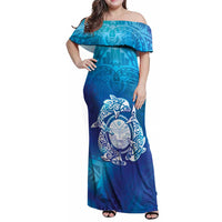 Marshall Islands Manit Day Family Matching Off Shoulder Maxi Dress and Hawaiian Shirt Tribal Dolphin With Marshall Seal - Polynesian Pride