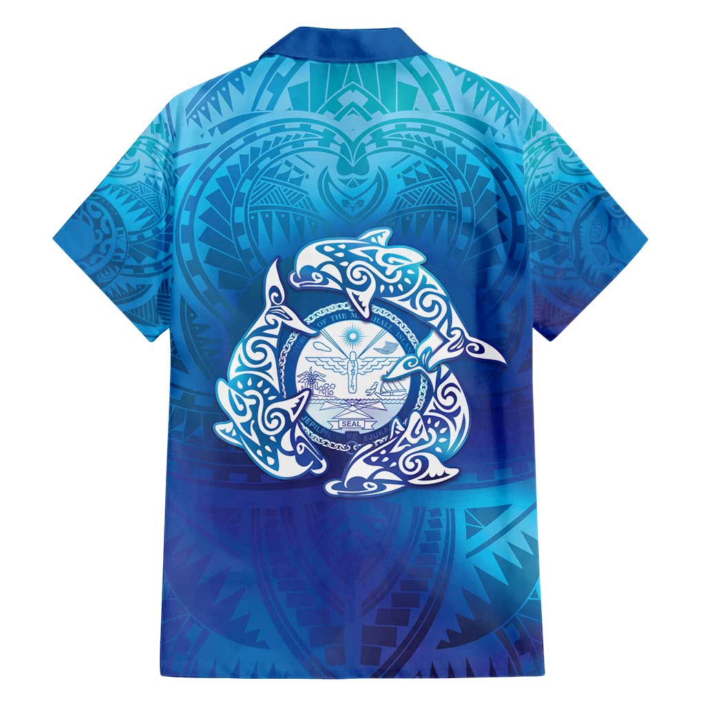 Marshall Islands Manit Day Family Matching Puletasi and Hawaiian Shirt Tribal Dolphin With Marshall Seal LT05 - Polynesian Pride