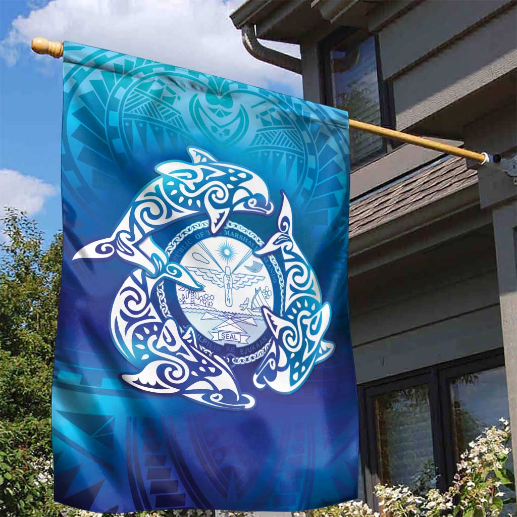 Marshall Islands Manit Day Garden Flag Tribal Dolphin With Marshall Seal LT05 - Polynesian Pride