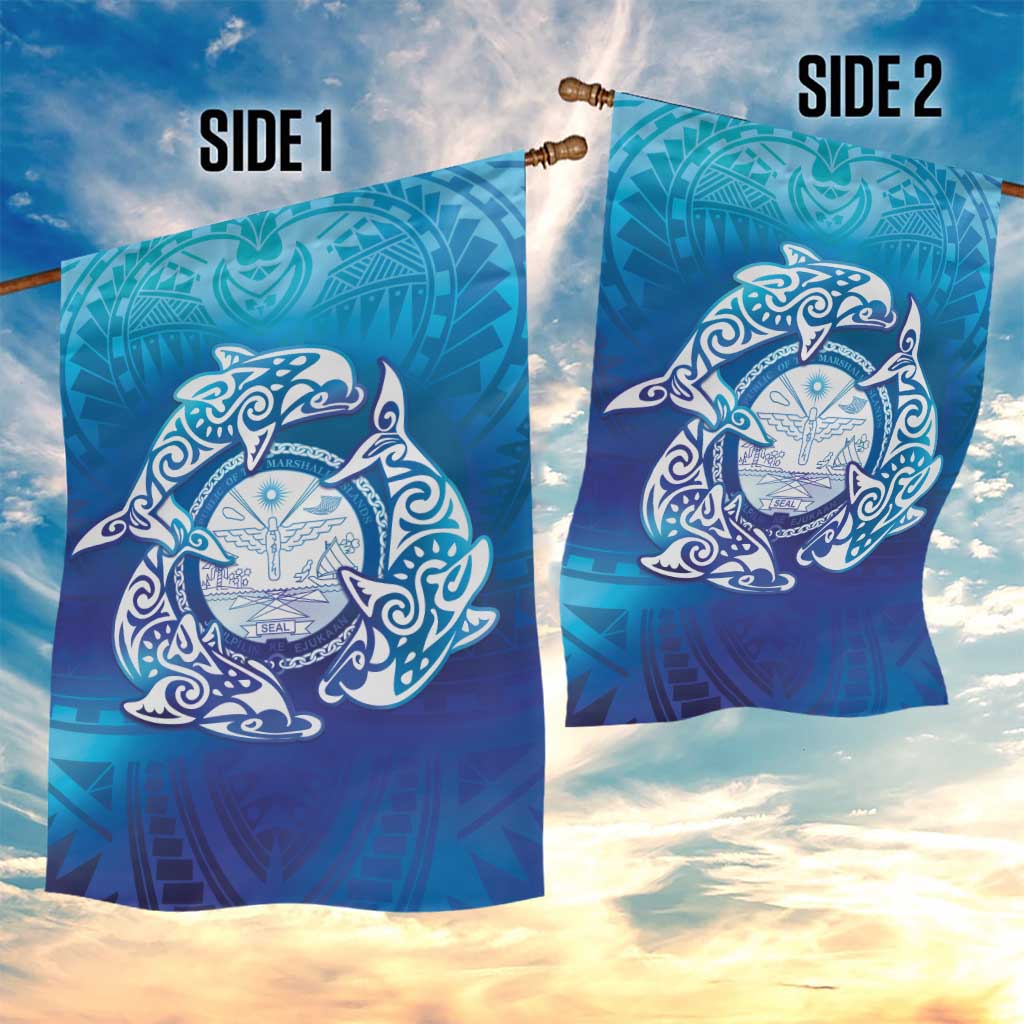 Marshall Islands Manit Day Garden Flag Tribal Dolphin With Marshall Seal LT05 - Polynesian Pride