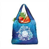 Marshall Islands Manit Day Grocery Bag Tribal Dolphin With Marshall Seal LT05 1-pack One Size Blue - Polynesian Pride