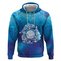Marshall Islands Manit Day Hoodie Tribal Dolphin With Marshall Seal LT05 Pullover Hoodie Blue - Polynesian Pride