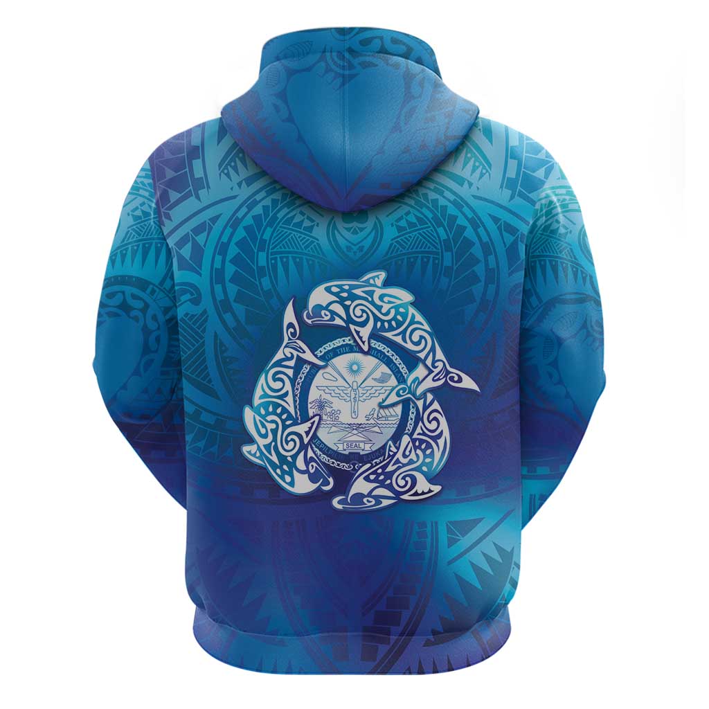 Marshall Islands Manit Day Hoodie Tribal Dolphin With Marshall Seal LT05 - Polynesian Pride