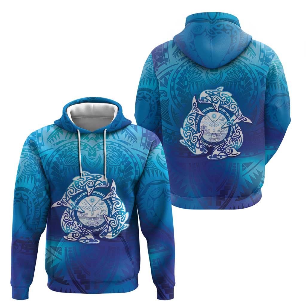Marshall Islands Manit Day Hoodie Tribal Dolphin With Marshall Seal LT05 - Polynesian Pride
