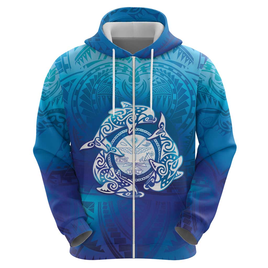 Marshall Islands Manit Day Hoodie Tribal Dolphin With Marshall Seal LT05 - Polynesian Pride