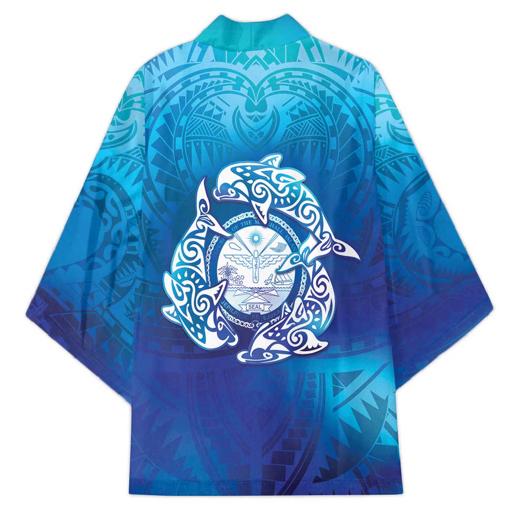 Marshall Islands Manit Day Kimono Tribal Dolphin With Marshall Seal LT05 - Polynesian Pride