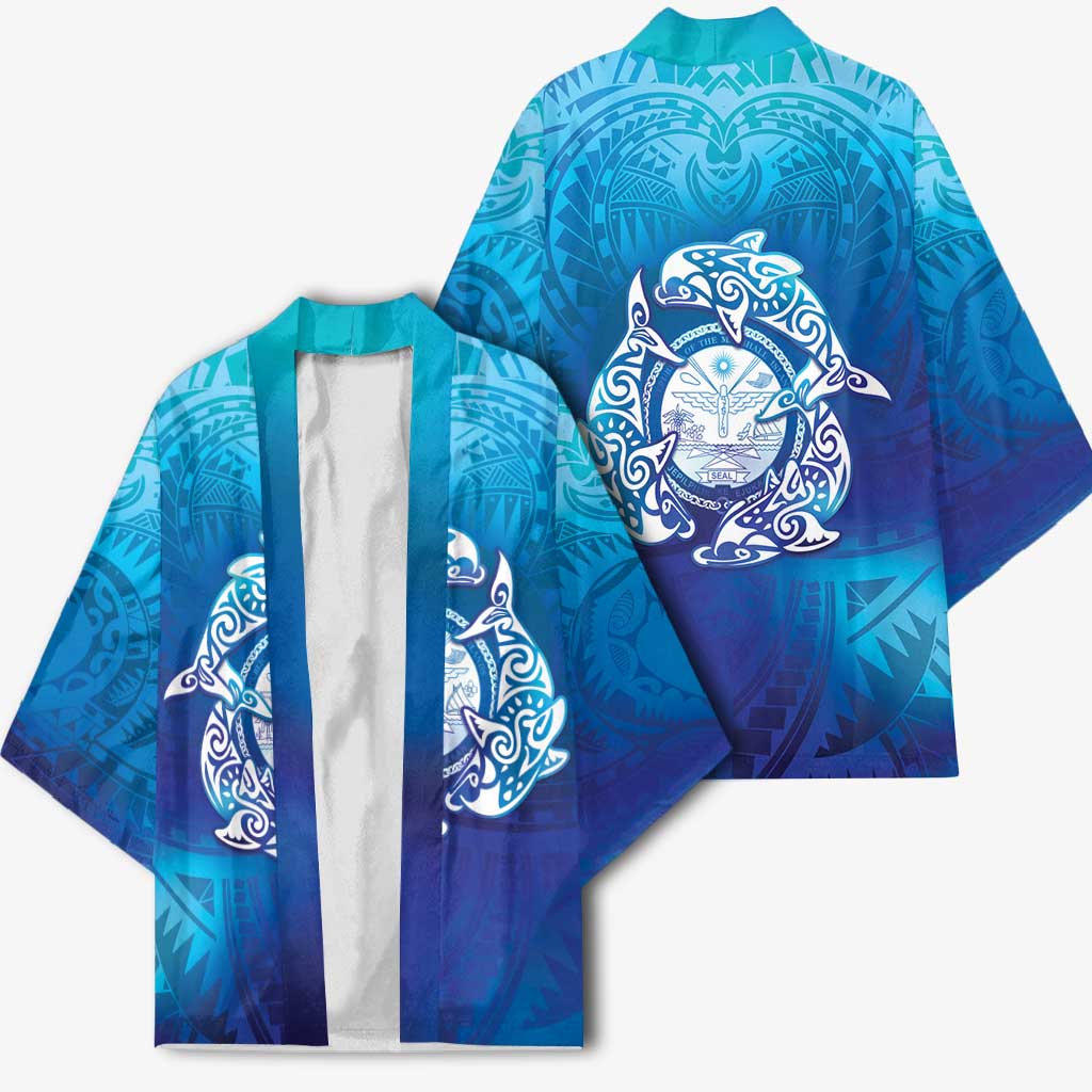 Marshall Islands Manit Day Kimono Tribal Dolphin With Marshall Seal LT05 - Polynesian Pride