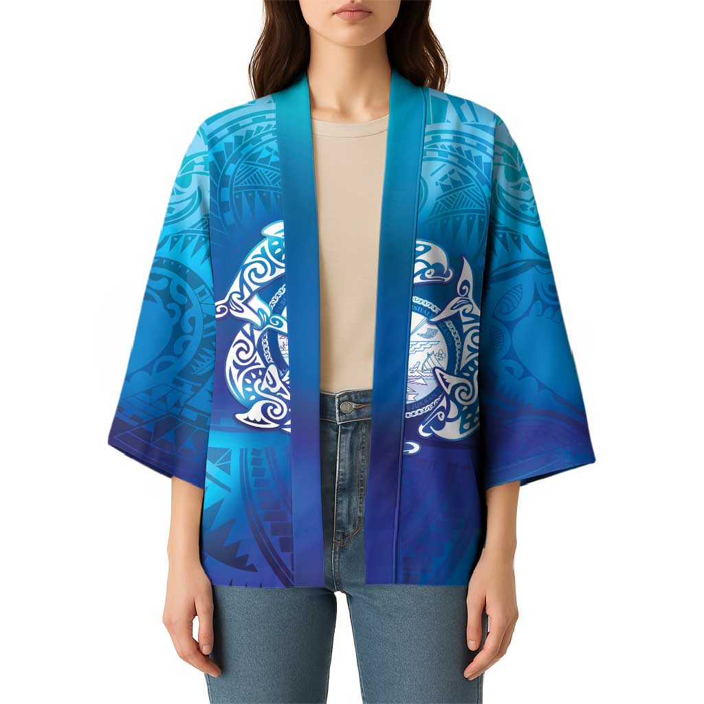Marshall Islands Manit Day Kimono Tribal Dolphin With Marshall Seal LT05 - Polynesian Pride
