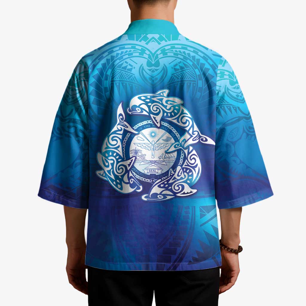 Marshall Islands Manit Day Kimono Tribal Dolphin With Marshall Seal LT05 - Polynesian Pride