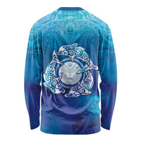 Marshall Islands Manit Day Long Sleeve Shirt Tribal Dolphin With Marshall Seal LT05 - Polynesian Pride