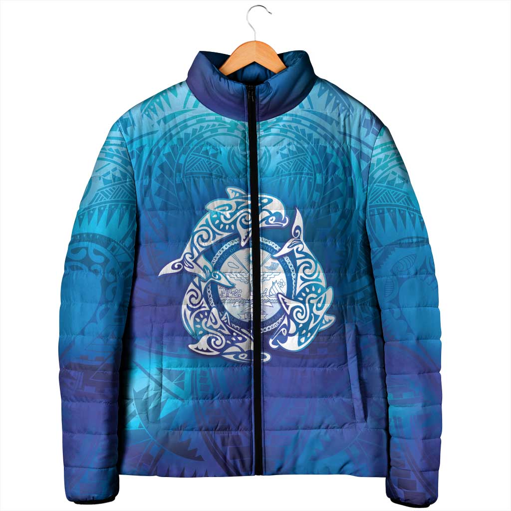 Marshall Islands Manit Day Padded Jacket Tribal Dolphin With Marshall Seal LT05 - Polynesian Pride
