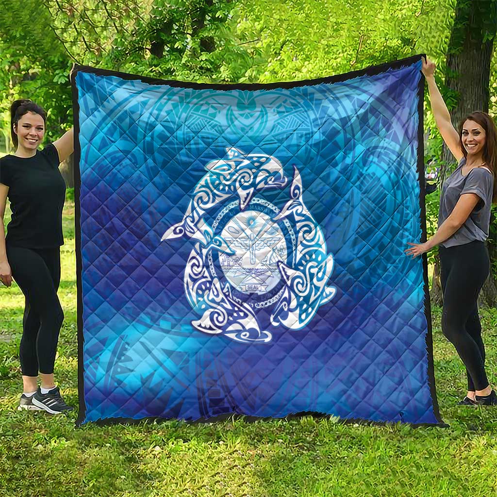 Marshall Islands Manit Day Quilt Tribal Dolphin With Marshall Seal LT05 - Polynesian Pride