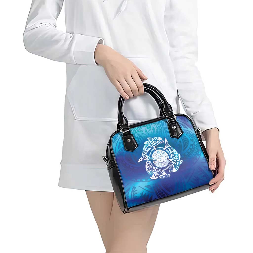 Marshall Islands Manit Day Shoulder Handbag Tribal Dolphin With Marshall Seal LT05 - Polynesian Pride