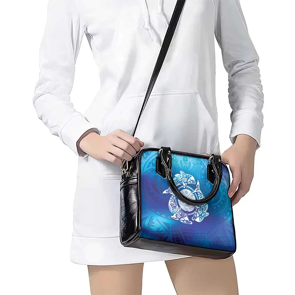 Marshall Islands Manit Day Shoulder Handbag Tribal Dolphin With Marshall Seal LT05 - Polynesian Pride