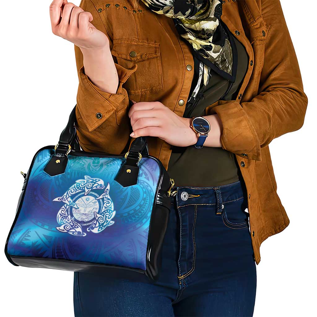 Marshall Islands Manit Day Shoulder Handbag Tribal Dolphin With Marshall Seal LT05 - Polynesian Pride