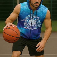 Marshall Islands Manit Day Sleeveless Zip Hoodie Tribal Dolphin With Marshall Seal - Polynesian Pride