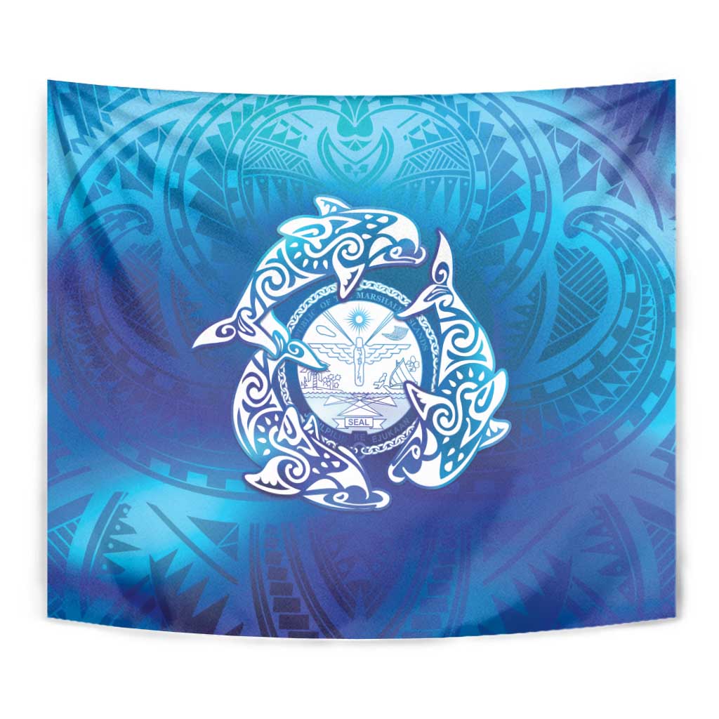 Marshall Islands Manit Day Tapestry Tribal Dolphin With Marshall Seal LT05 - Polynesian Pride