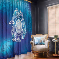 Marshall Islands Manit Day Window Curtain Tribal Dolphin With Marshall Seal LT05 - Polynesian Pride