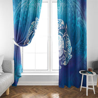 Marshall Islands Manit Day Window Curtain Tribal Dolphin With Marshall Seal LT05 - Polynesian Pride