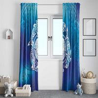 Marshall Islands Manit Day Window Curtain Tribal Dolphin With Marshall Seal LT05 - Polynesian Pride