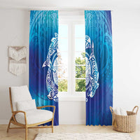 Marshall Islands Manit Day Window Curtain Tribal Dolphin With Marshall Seal LT05 - Polynesian Pride
