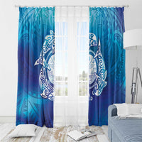 Marshall Islands Manit Day Window Curtain Tribal Dolphin With Marshall Seal LT05 - Polynesian Pride