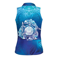 Marshall Islands Manit Day Women Sleeveless Polo Shirt Tribal Dolphin With Marshall Seal LT05 - Polynesian Pride