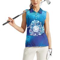 Marshall Islands Manit Day Women Sleeveless Polo Shirt Tribal Dolphin With Marshall Seal LT05 - Polynesian Pride