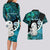 Aotearoa New Zealand Couples Matching Long Sleeve Bodycon Dress and Hawaiian Shirt Paua Shell Fern Koru With Maori Hei Tiki LT05 - Polynesian Pride