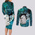 Aotearoa New Zealand Couples Matching Long Sleeve Bodycon Dress and Long Sleeve Button Shirts Paua Shell Fern Koru With Maori Hei Tiki LT05 - Polynesian Pride