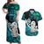 Aotearoa New Zealand Couples Matching Off Shoulder Maxi Dress and Hawaiian Shirt Paua Shell Fern Koru With Maori Hei Tiki LT05 Green - Polynesian Pride