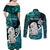 Aotearoa New Zealand Couples Matching Off Shoulder Maxi Dress and Long Sleeve Button Shirts Paua Shell Fern Koru With Maori Hei Tiki LT05 - Polynesian Pride