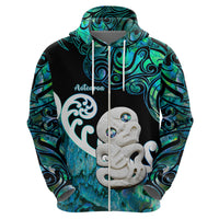 Aotearoa New Zealand Hoodie Paua Shell Fern Koru With Maori Hei Tiki LT05 - Polynesian Pride