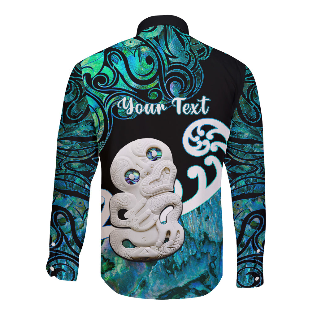 Personalized Aotearoa New Zealand Long Sleeve Button Shirt Paua Shell Fern Koru With Maori Hei Tiki LT05 - Polynesian Pride
