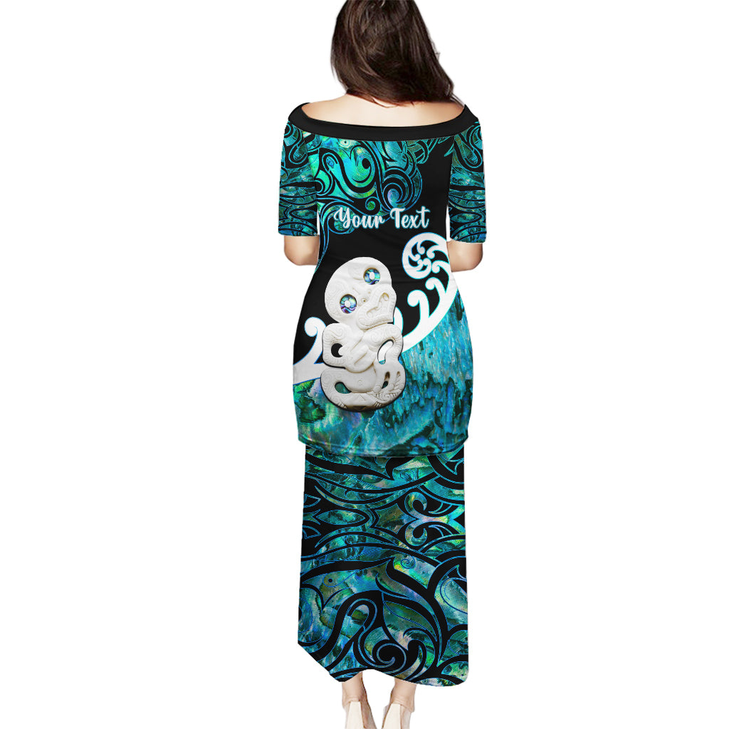 Personalized Aotearoa New Zealand Puletasi Paua Shell Fern Koru With Maori Hei Tiki LT05 - Polynesian Pride