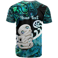 Personalized Aotearoa New Zealand T Shirt Paua Shell Fern Koru With Maori Hei Tiki LT05 - Polynesian Pride