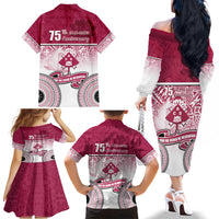 Adi Cakobau School Family Matching Off Shoulder Long Sleeve Dress and Hawaiian Shirt 75th Anniversary LT05 - Polynesian Pride