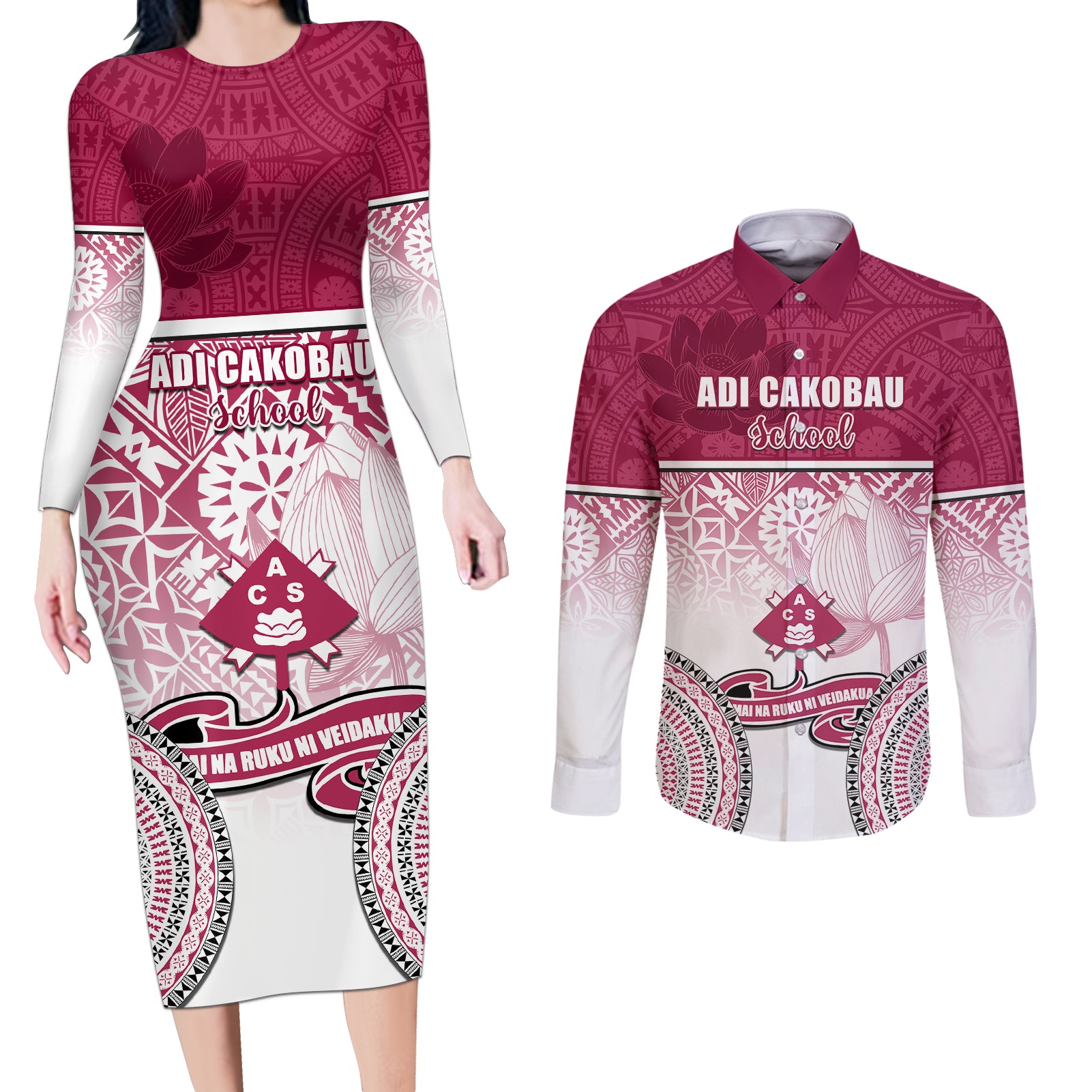 personalized-adi-cakobau-school-couples-matching-long-sleeve-bodycon-dress-and-long-sleeve-button-shirts-with-fijian-tapa-pattern