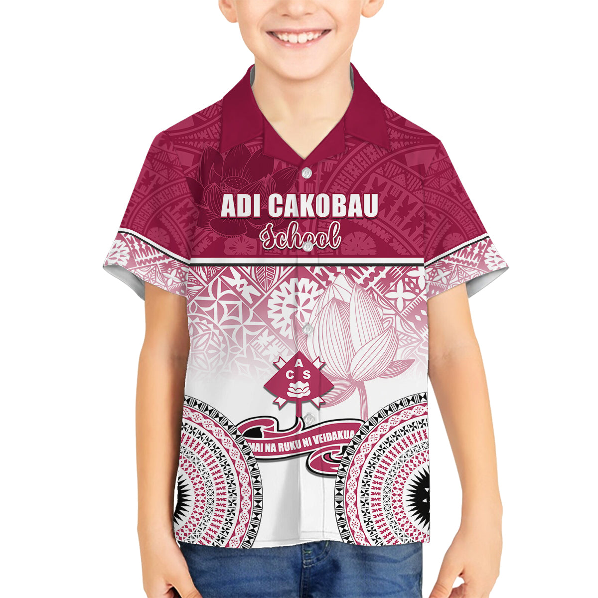 Personalized Adi Cakobau School Family Matching Summer Maxi Dress and Hawaiian Shirt With Fijian Tapa Pattern LT05 Son's Shirt Pink - Polynesian Pride