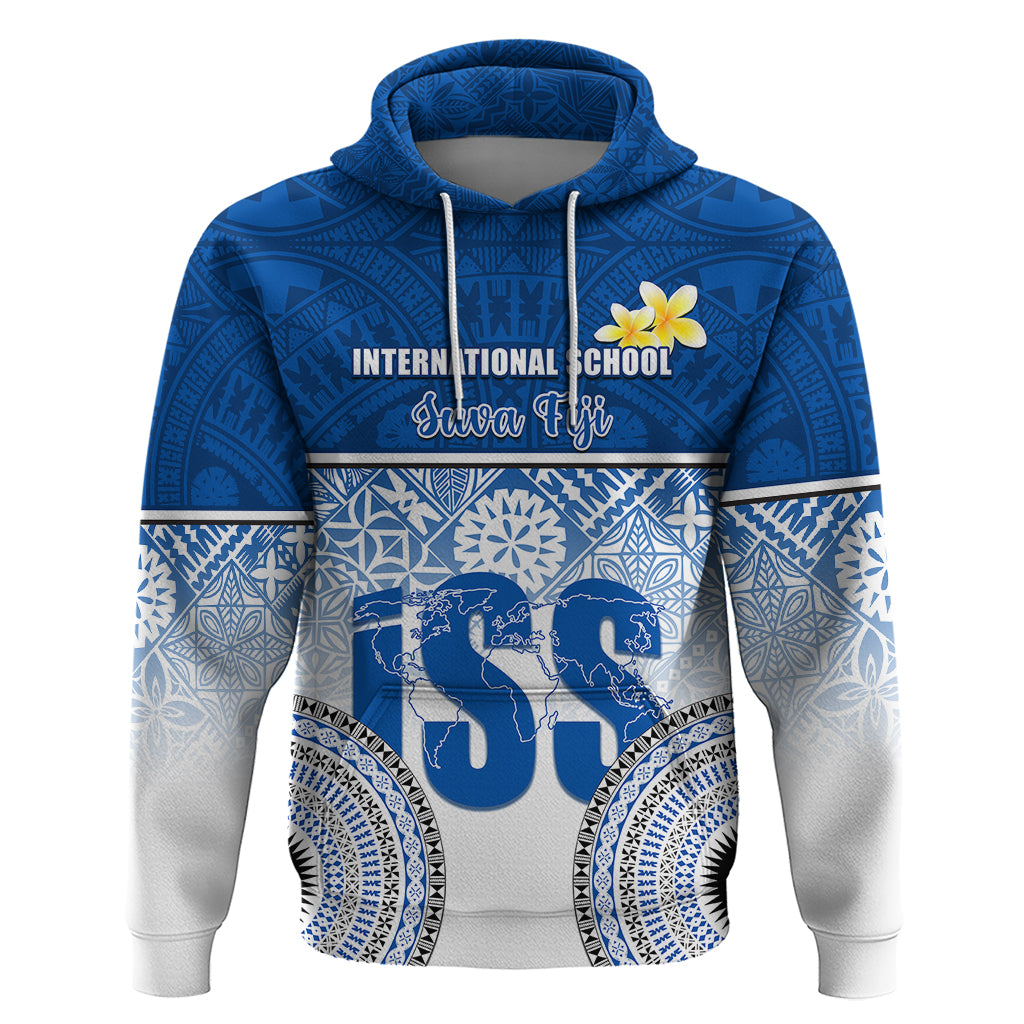 Personalized International School Suva Hoodie With Fijian Tapa Pattern LT05 Blue - Polynesian Pride