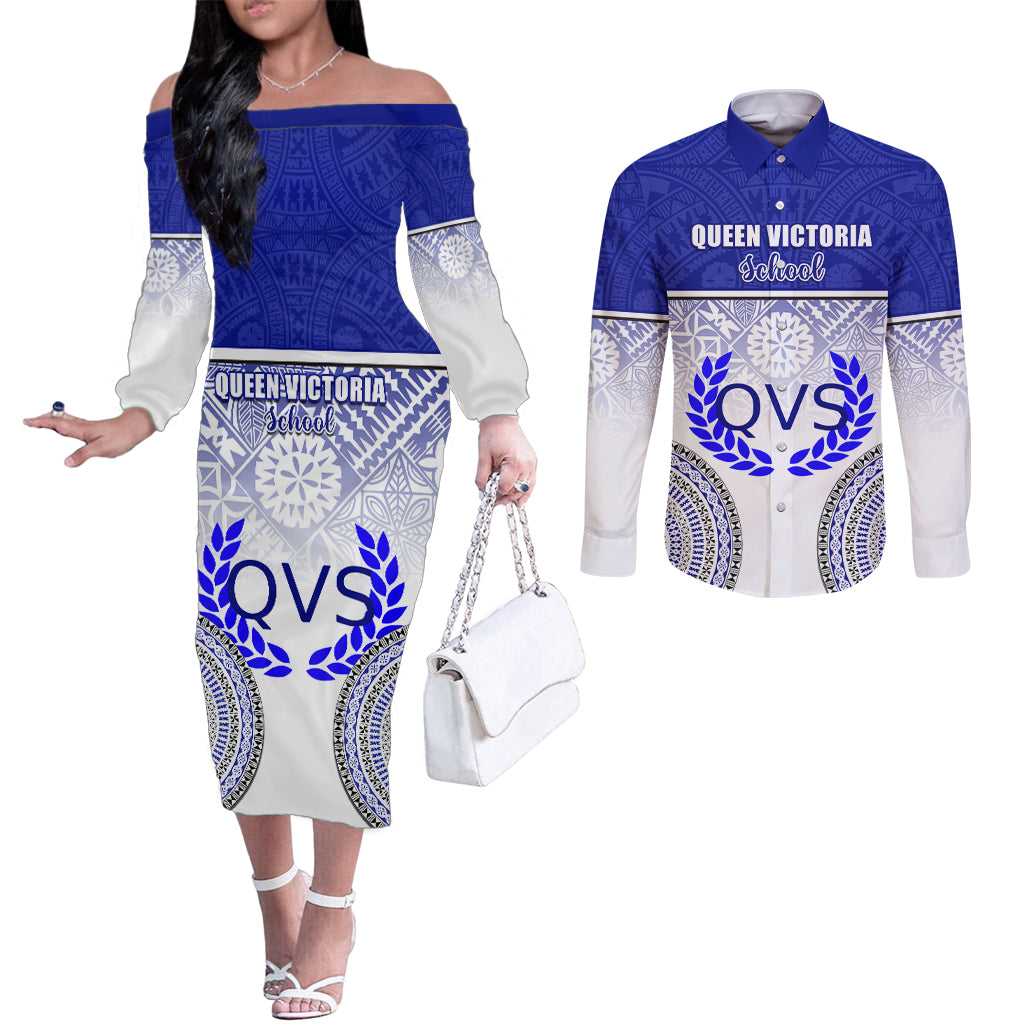 personalized-queen-victoria-school-couples-matching-off-the-shoulder-long-sleeve-dress-and-long-sleeve-button-shirts-with-fijian-tapa-pattern