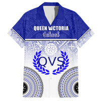 Personalized Queen Victoria School Family Matching Off Shoulder Long Sleeve Dress and Hawaiian Shirt With Fijian Tapa Pattern LT05 Dad's Shirt - Short Sleeve Blue - Polynesian Pride