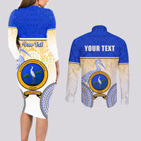 Personalized Ratu Kadavulevu School Couples Matching Long Sleeve Bodycon Dress and Long Sleeve Button Shirts With Fijian Tapa Pattern LT05 - Polynesian Pride