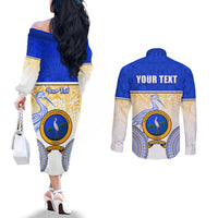 Personalized Ratu Kadavulevu School Couples Matching Off The Shoulder Long Sleeve Dress and Long Sleeve Button Shirts With Fijian Tapa Pattern LT05 - Polynesian Pride