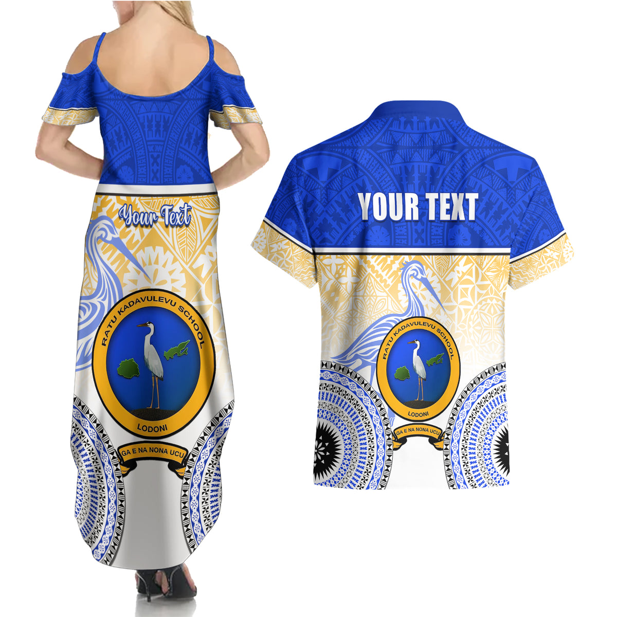 Personalized Ratu Kadavulevu School Couples Matching Summer Maxi Dress and Hawaiian Shirt With Fijian Tapa Pattern LT05 - Polynesian Pride