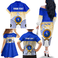 Personalized Ratu Kadavulevu School Family Matching Off Shoulder Long Sleeve Dress and Hawaiian Shirt With Fijian Tapa Pattern LT05 - Polynesian Pride