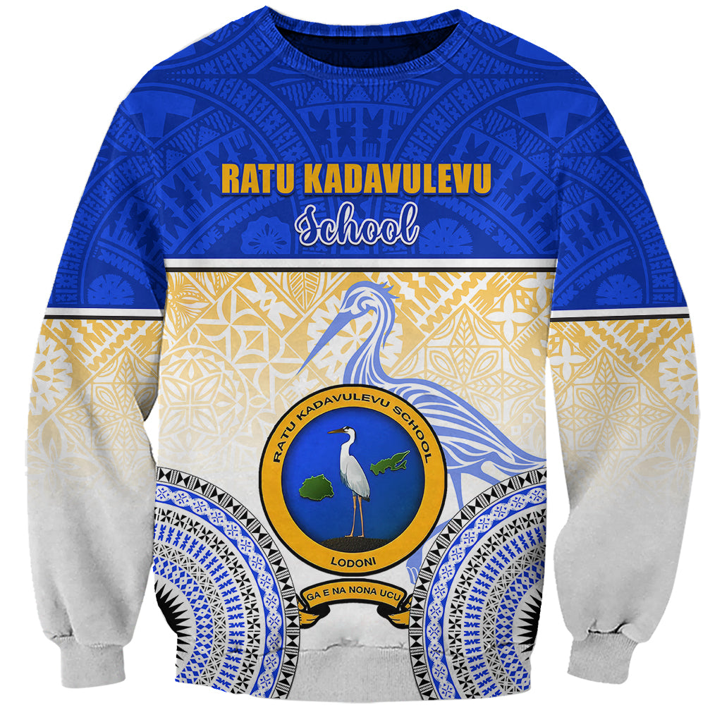 Personalized Ratu Kadavulevu School Sweatshirt With Fijian Tapa Pattern LT05 Unisex Blue - Polynesian Pride