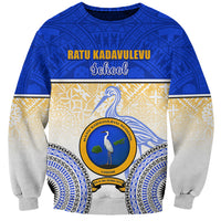 Personalized Ratu Kadavulevu School Sweatshirt With Fijian Tapa Pattern LT05 Unisex Blue - Polynesian Pride
