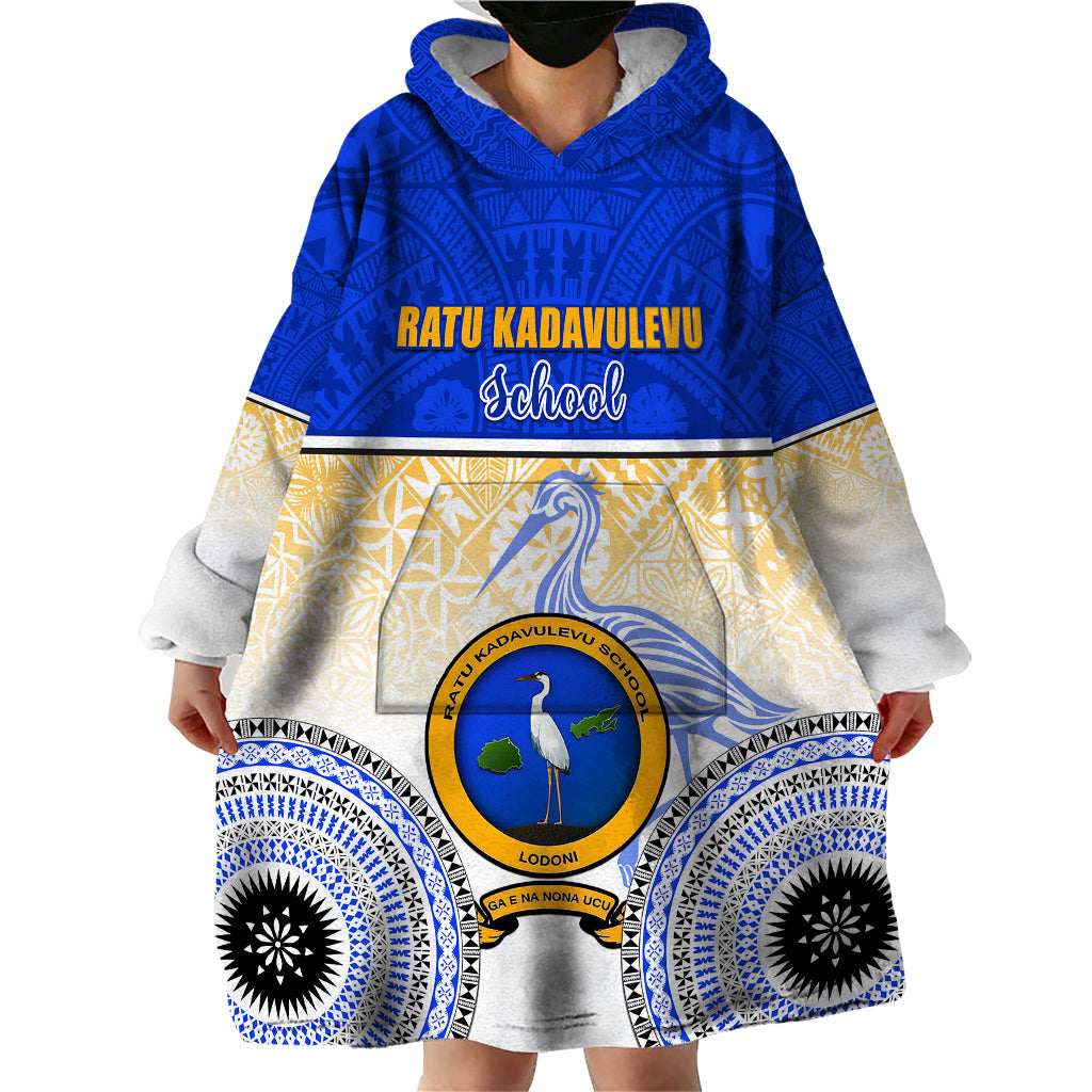 Personalized Ratu Kadavulevu School Wearable Blanket Hoodie With Fijian Tapa Pattern LT05 - Polynesian Pride