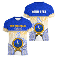 Personalized Ratu Kadavulevu School Women V Neck T Shirt With Fijian Tapa Pattern LT05 - Polynesian Pride
